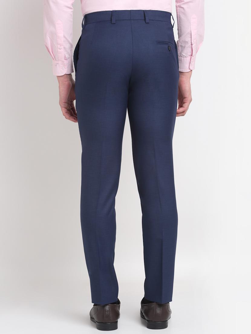 navy-blue solid formal trouser - 18145043 - Zoom Image - 3