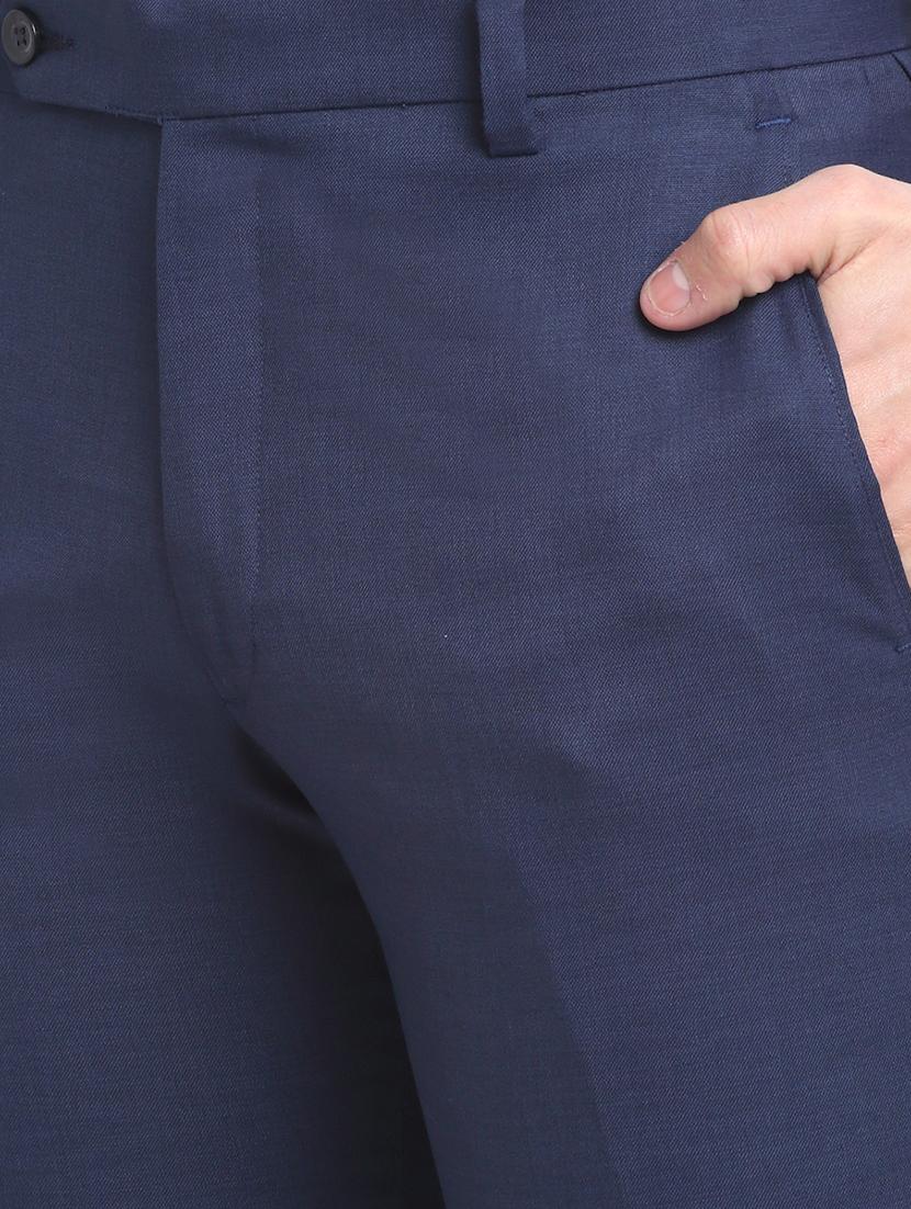 navy-blue solid formal trouser - 18145043 - Zoom Image - 5