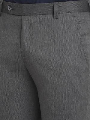 grey solid formal trouser - 18145047 - Standard Image - 5