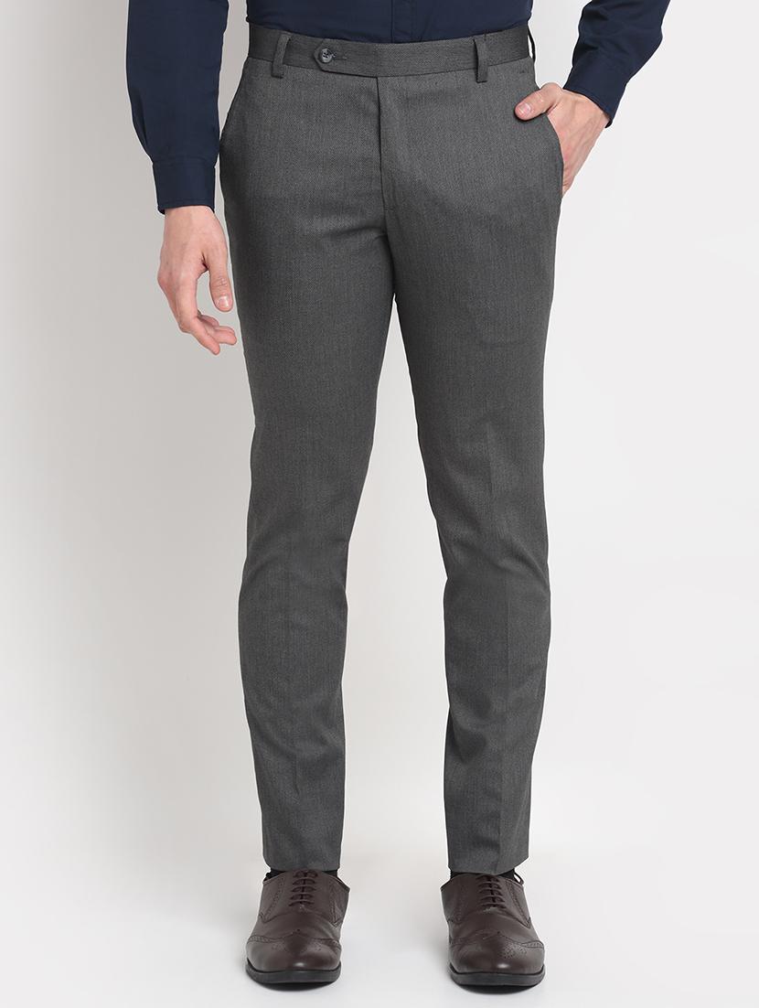 grey solid formal trouser - 18145047 - Zoom Image - 1
