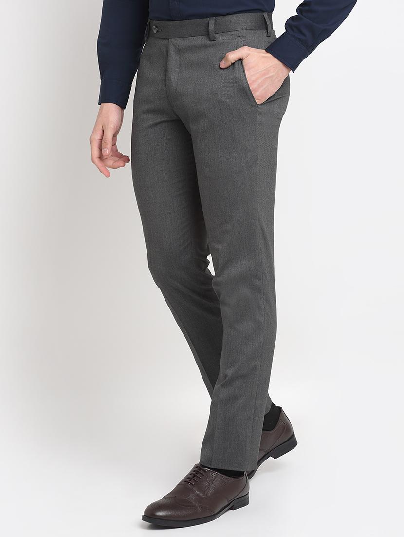 grey solid formal trouser - 18145047 - Zoom Image - 2