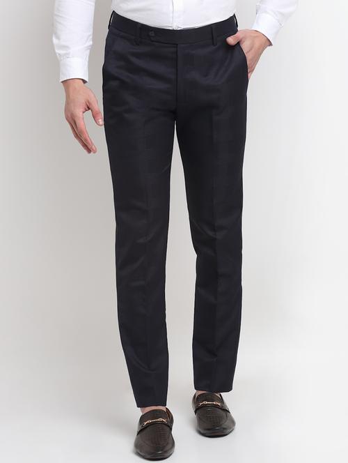dark blue self-designed formal trouser - 18145050 - Standard Image - 1
