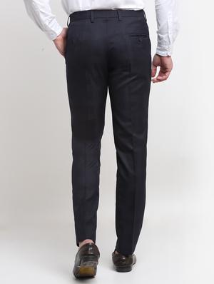 dark blue self-designed formal trouser - 18145050 - Standard Image - 3
