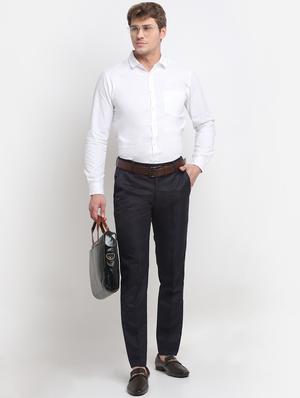 dark blue self-designed formal trouser - 18145050 - Standard Image - 4