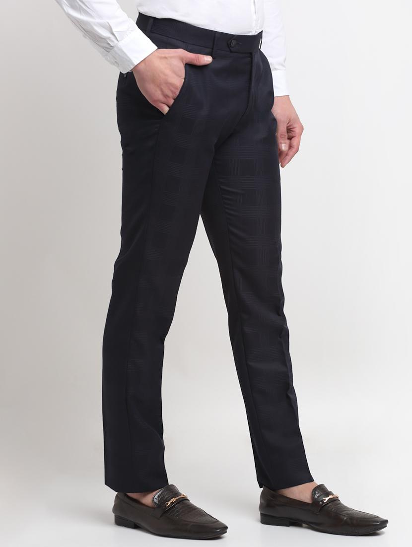 dark blue self-designed formal trouser - 18145050 - Zoom Image - 2