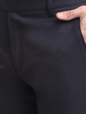 navy-blue solid formal trouser - 18145053 - Standard Image - 5