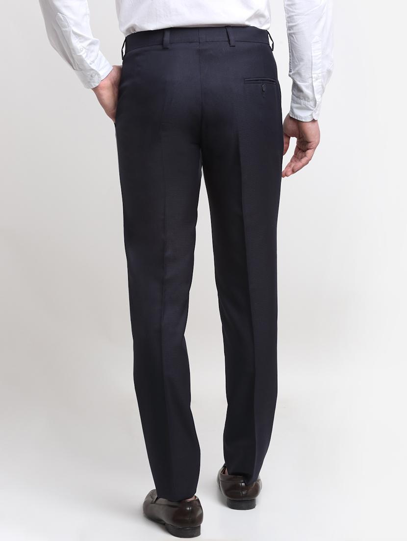 navy-blue solid formal trouser - 18145053 - Zoom Image - 3