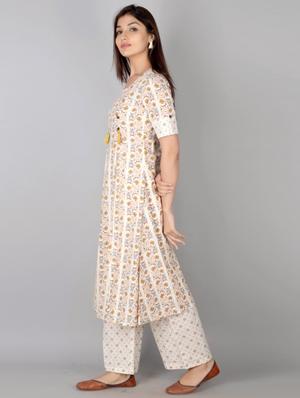 white cotton kurta palazzo set - 18145169 - Standard Image - 2