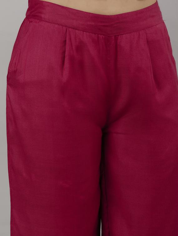 fuchsia rayon kurta churidaar set - 18145201 - Zoom Image - 4