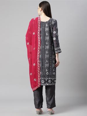 embroidered unstitched suit set - 18145257 - Standard Image - 3