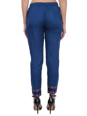 light blue rayon flat front trousers - 18146616 - Standard Image - 3