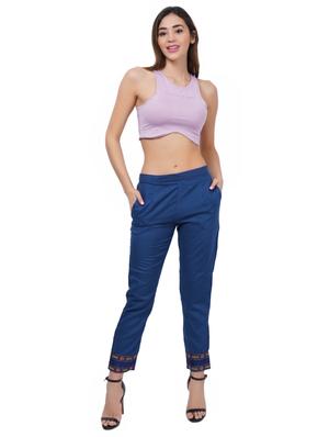 light blue rayon flat front trousers - 18146616 - Standard Image - 4