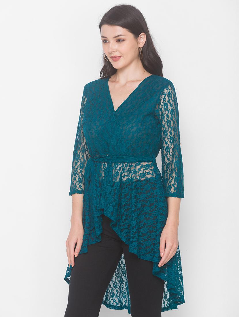 blue georgette highlow top - 18146925 - Zoom Image - 2