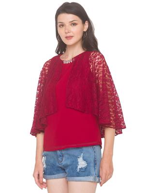 red georgette regular top - 18146962 - Standard Image - 2