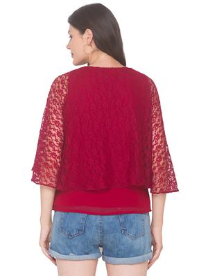 red georgette regular top - 18146962 - Standard Image - 3