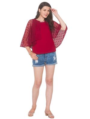 red georgette regular top - 18146962 - Standard Image - 4