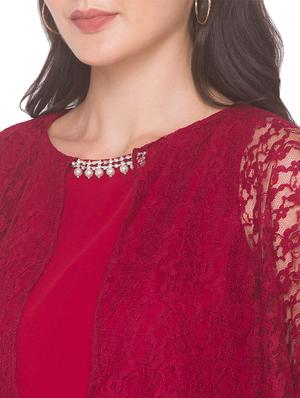 red georgette regular top - 18146962 - Standard Image - 5