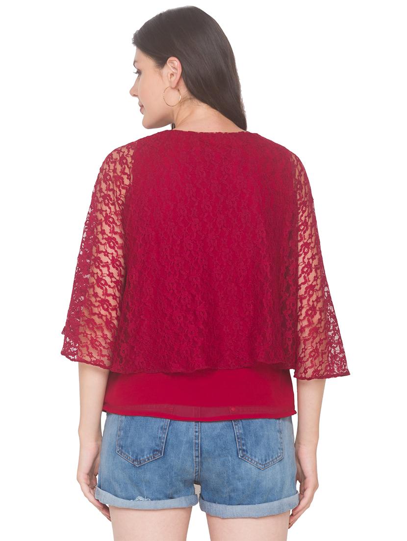 red georgette regular top - 18146962 - Zoom Image - 3