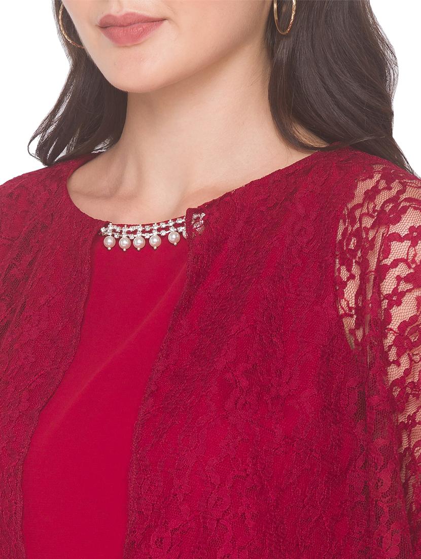 red georgette regular top - 18146962 - Zoom Image - 5
