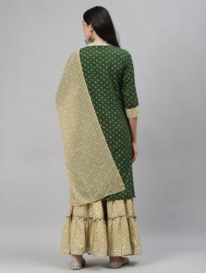 green cotton kurta sharara set - 18151125 - Standard Image - 3