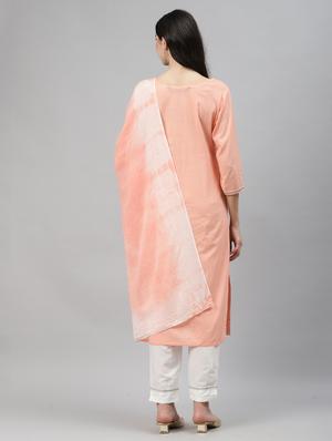peach rayon kurta pant set - 18151147 - Standard Image - 3