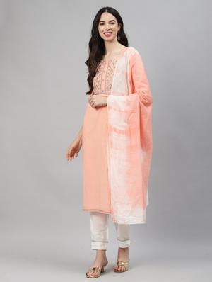 peach rayon kurta pant set - 18151147 - Standard Image - 4