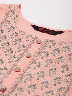 peach rayon kurta pant set - 18151147 - Standard Image - 6