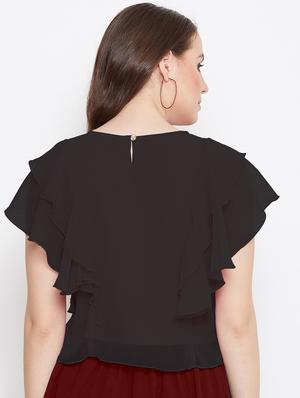 black georgette crop top - 18151331 - Standard Image - 4