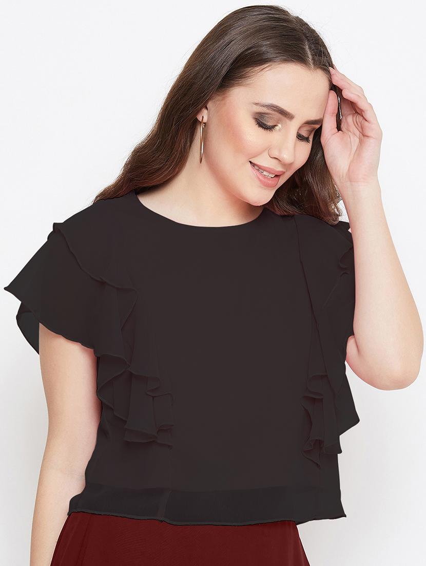 black georgette crop top - 18151331 - Zoom Image - 2