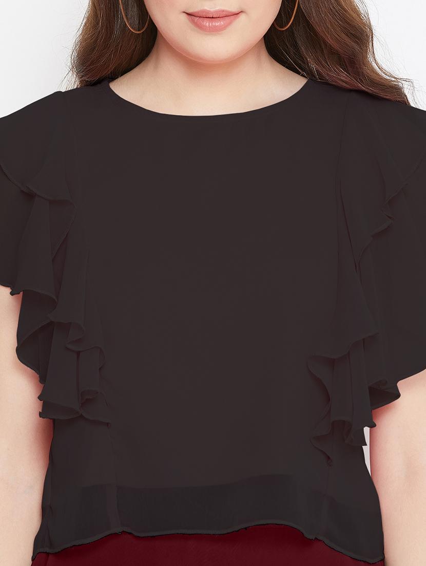 black georgette crop top - 18151331 - Zoom Image - 6