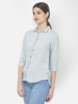 light blue solid regular shirt - 18152303 - Standard Image - 2