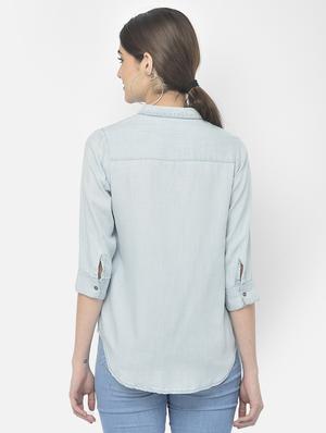 light blue solid regular shirt - 18152303 - Standard Image - 3
