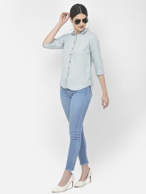 light blue solid regular shirt - 18152303 - Standard Image - 4
