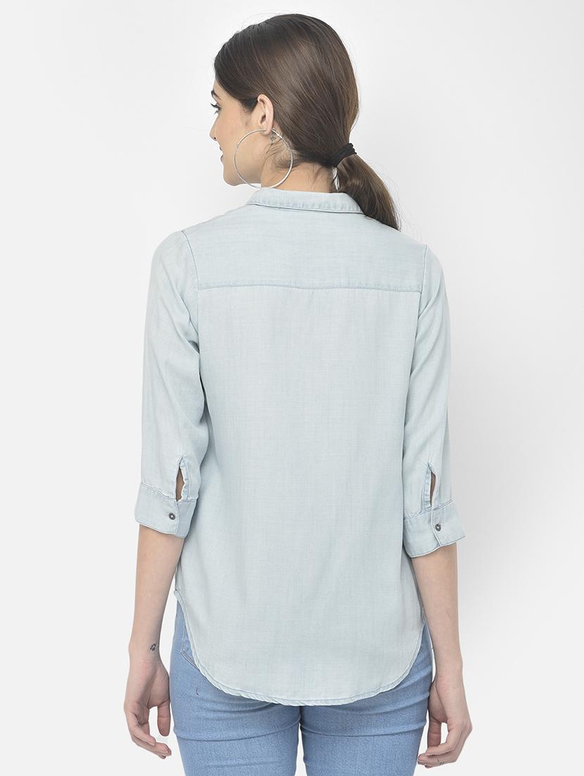 light blue solid regular shirt - 18152303 - Zoom Image - 3
