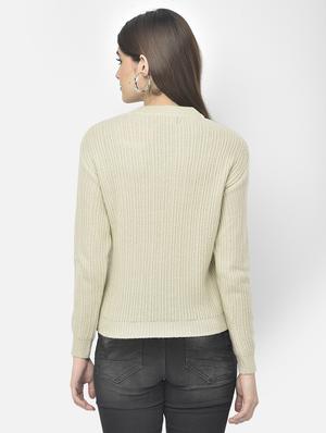 beige solid regular pullover - 18153077 - Standard Image - 3