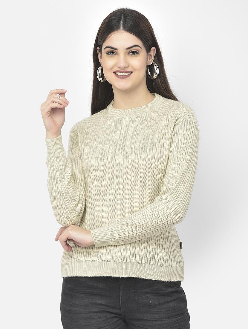 beige solid regular pullover - 18153077 - Zoom Image - 1