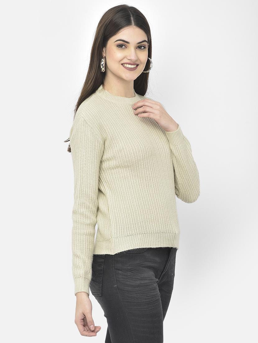 beige solid regular pullover - 18153077 - Zoom Image - 2
