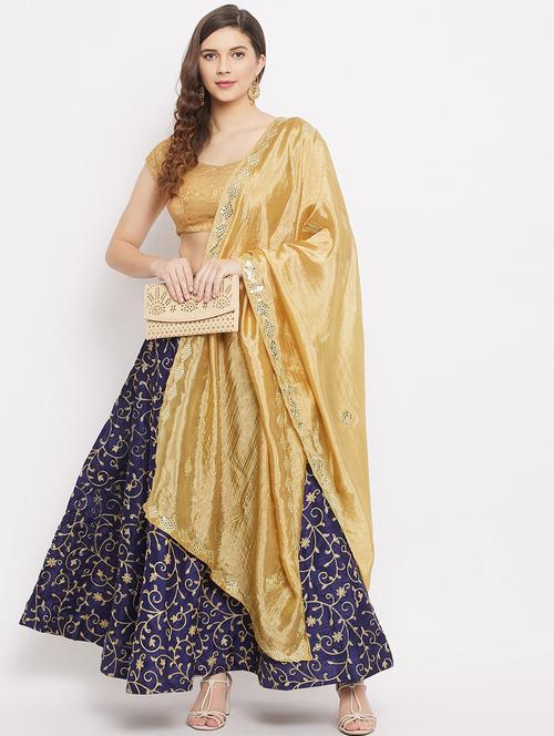 yellow silk blend embroidered dupatta - 18163373 - Standard Image - 1