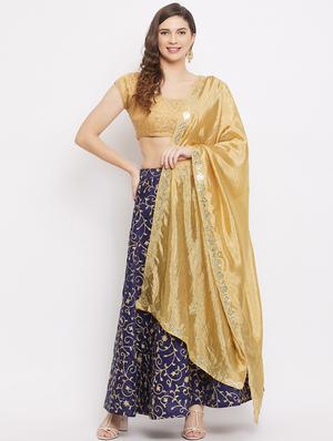 yellow silk blend embroidered dupatta - 18163373 - Standard Image - 2
