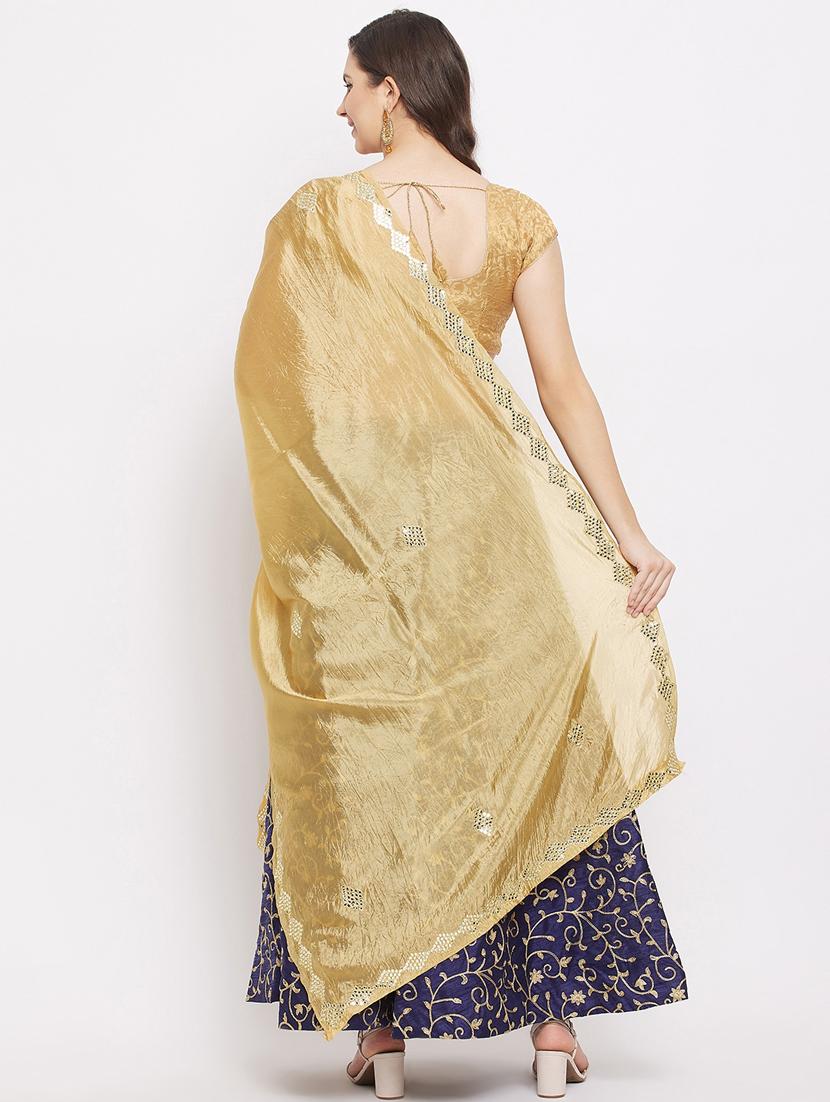 yellow silk blend embroidered dupatta - 18163373 - Zoom Image - 4
