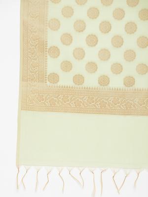 green silk blend woven dupatta - 18163381 - Standard Image - 5