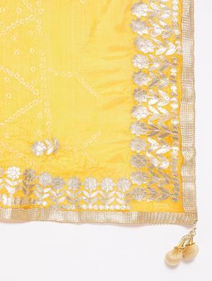 yellow silk blend bandhani dupatta - 18163464 - Standard Image - 5