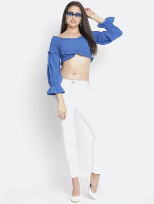 off shoulder solid crop top - 18164717 - Standard Image - 4