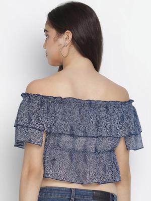 off shoulder printed crop top - 18164719 - Standard Image - 3
