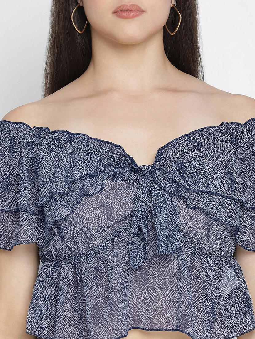 off shoulder printed crop top - 18164719 - Zoom Image - 5