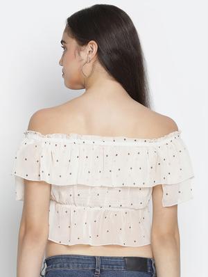 off shoulder polka dot crop top - 18164720 - Standard Image - 3