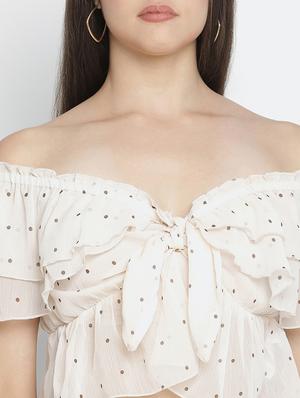 off shoulder polka dot crop top - 18164720 - Standard Image - 5