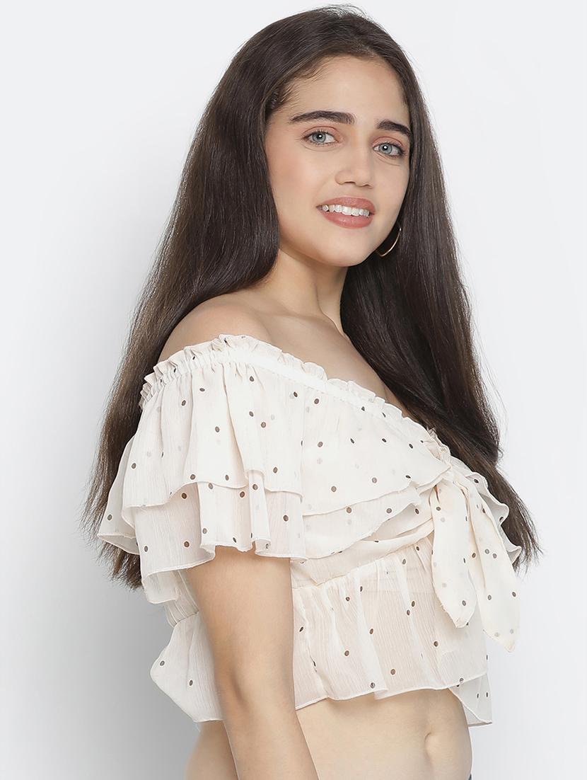off shoulder polka dot crop top - 18164720 - Zoom Image - 2
