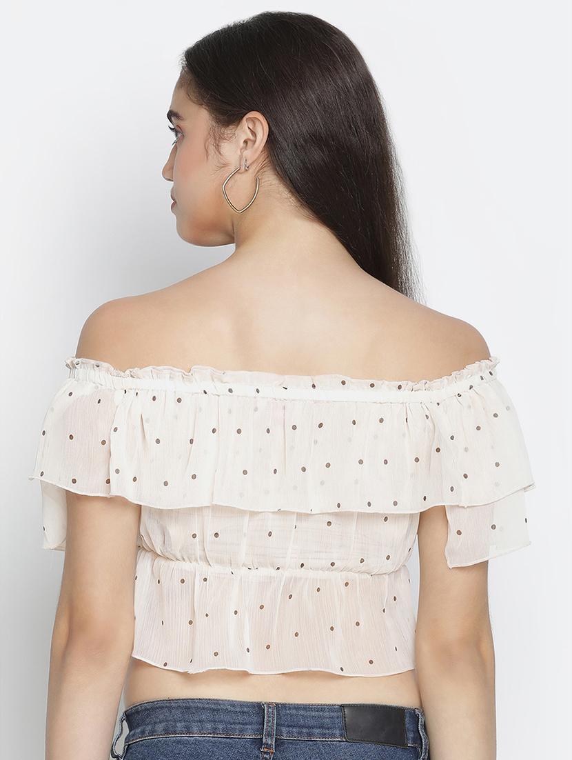 off shoulder polka dot crop top - 18164720 - Zoom Image - 3