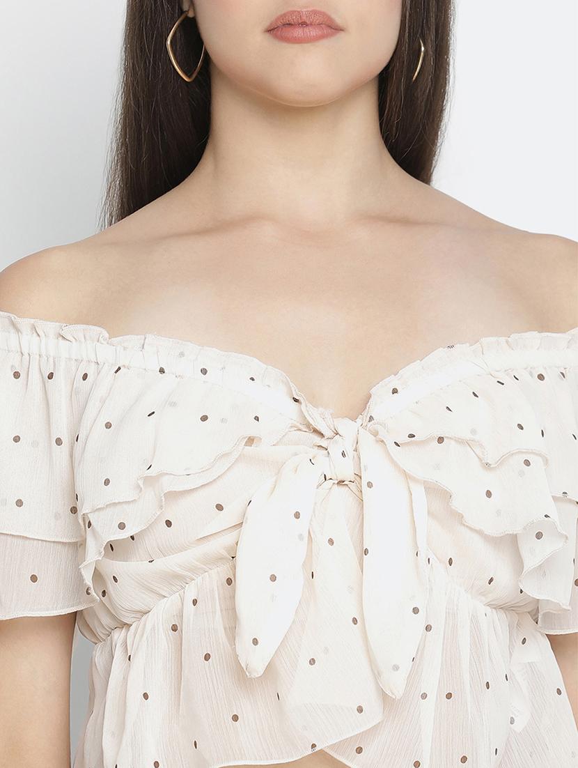 off shoulder polka dot crop top - 18164720 - Zoom Image - 5